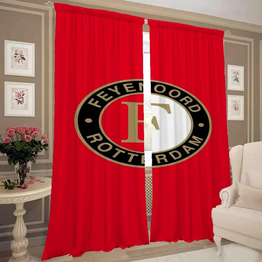 Set Of 2 Window Kitchen Curtains Living Room Door Curtain Feyenoord Fc Partition Bedroom Decoration Darkening Polyester Ideal For