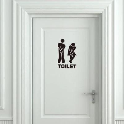 2Pcs Creative Funny Toilet Wall/Door Stickers Bathroom Decoration Vinyl Home Decor Decals Waterproof Poster Wallpaper On Wall