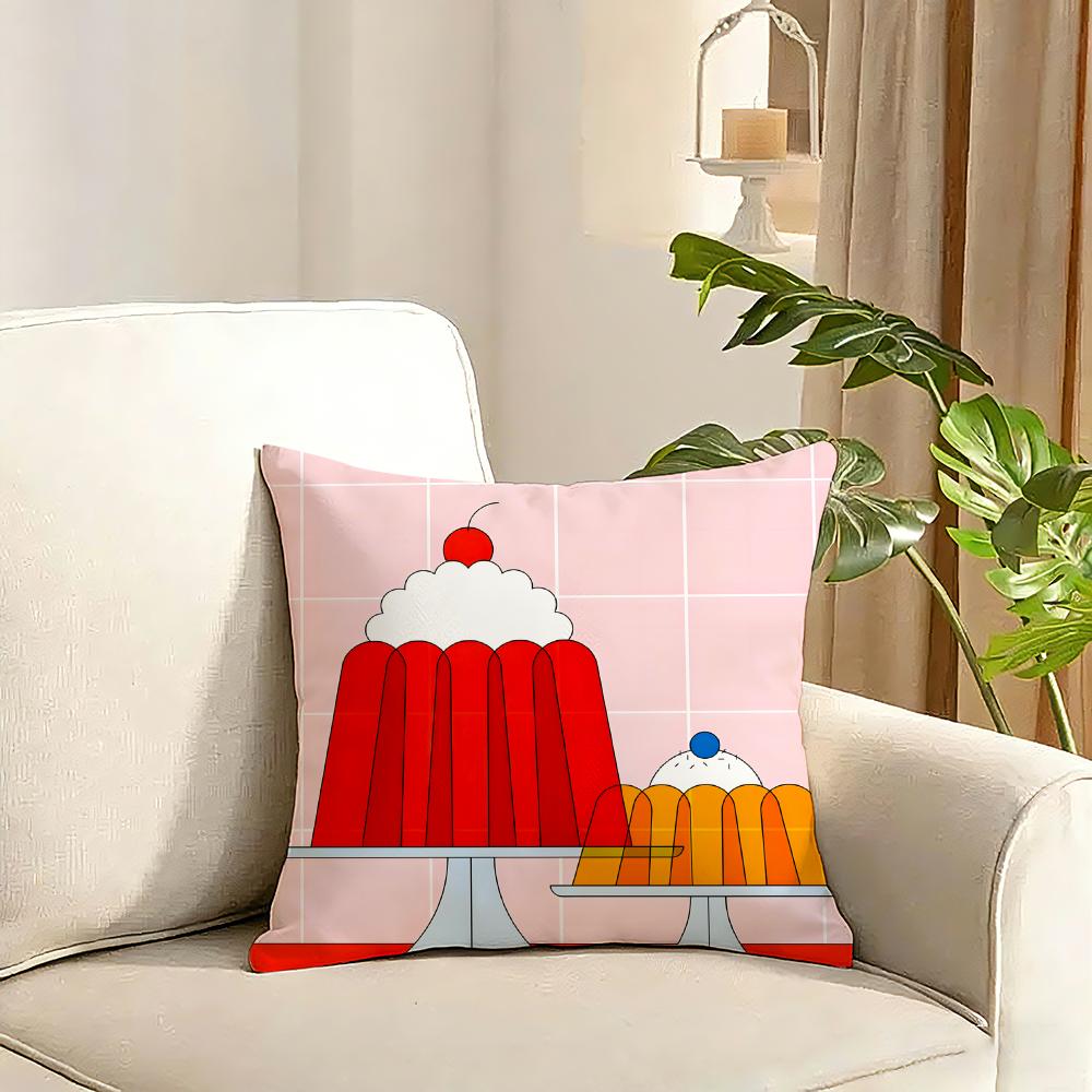 food illustration Cushion Cover Reversible Plush Pillow Cover Soft Fluffy Home Decor for Sofa Bedroom