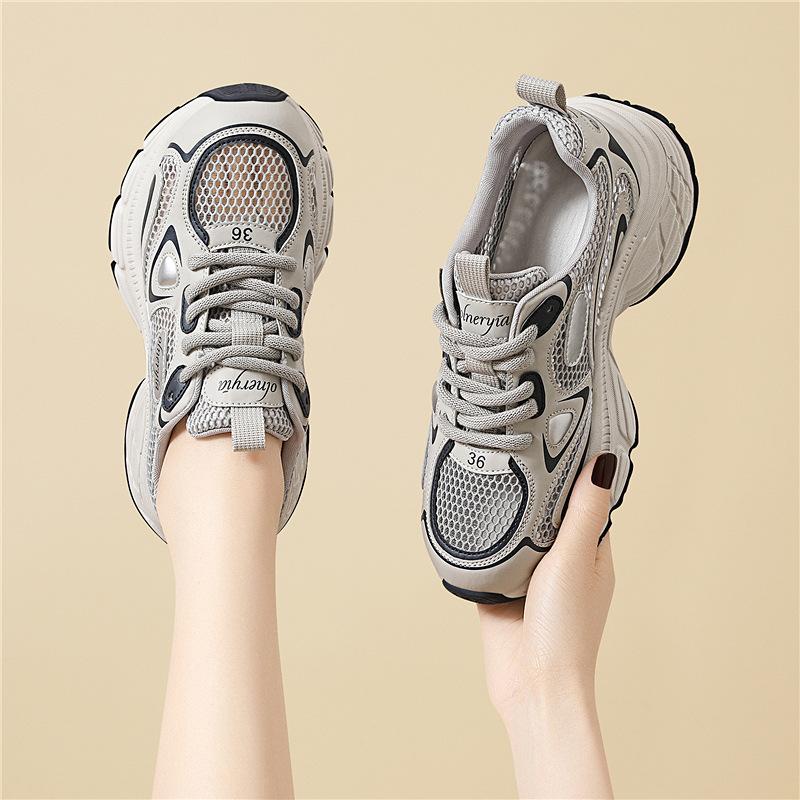 Dad shoes women's new summer thick-soled heightening mesh white shoes casual sports mountaineering shoes new thick-soled