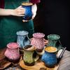 560ml Creative Ceramic Coffee Cup Colorful Warm Hand Mug Kiln Changed Pottery Tea Pot