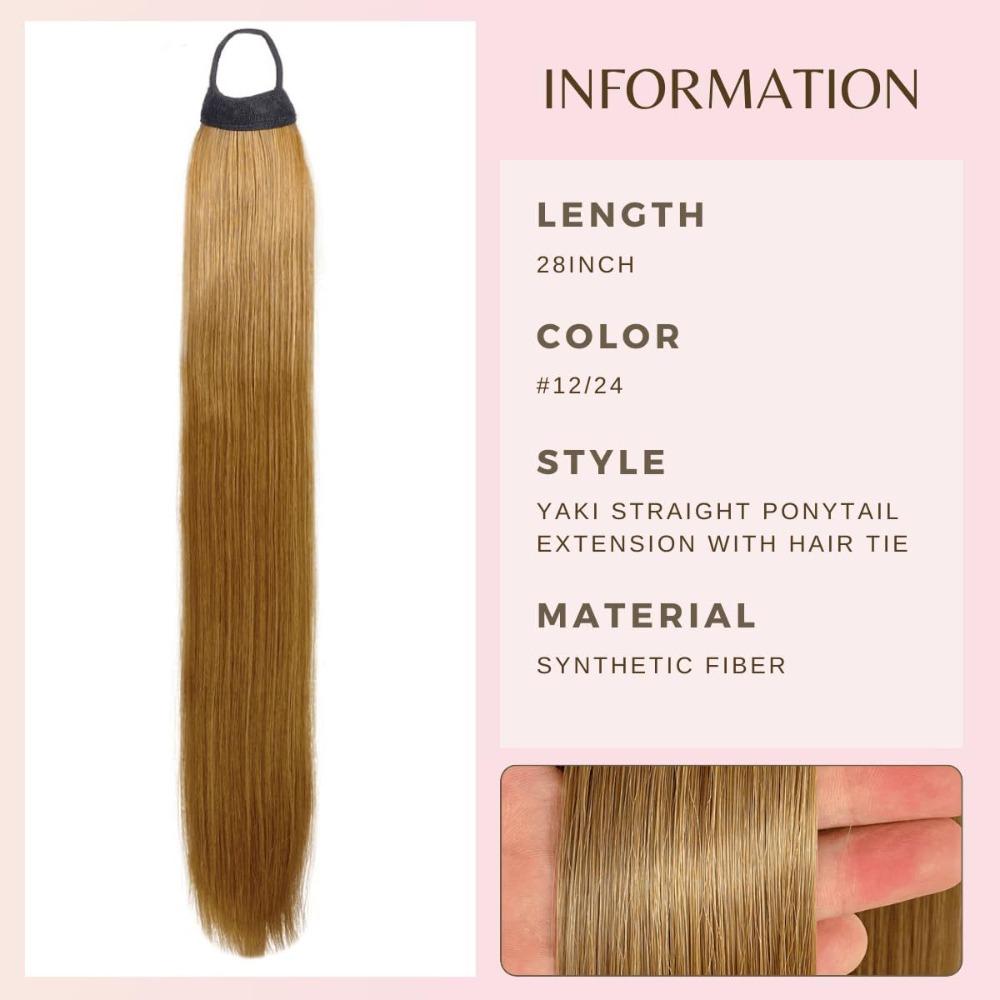 Women's natural simulated elastic band rubber band 28 inch ponytail wig