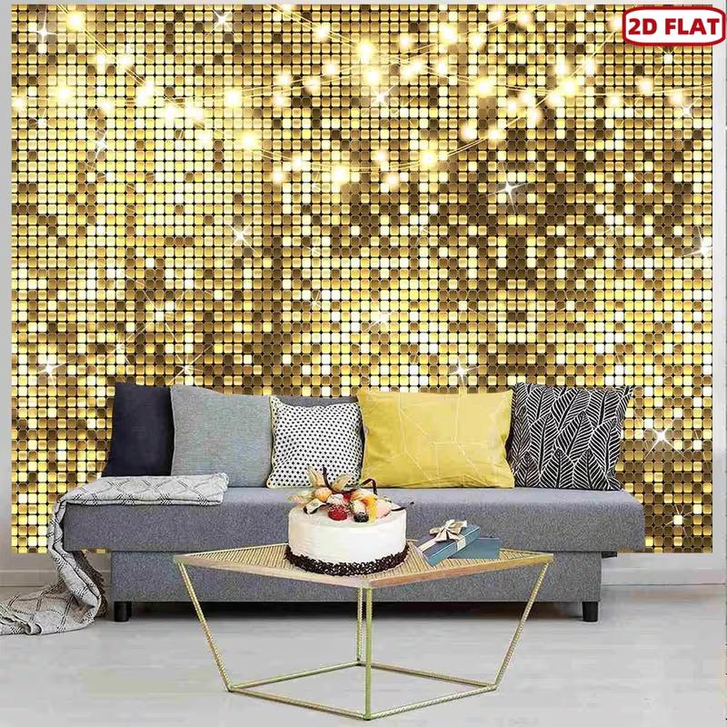 

2D Elegant Gold Sequin Wall Backdrop for Prom & Themed Party 47.2x31.5inch/120*80cm