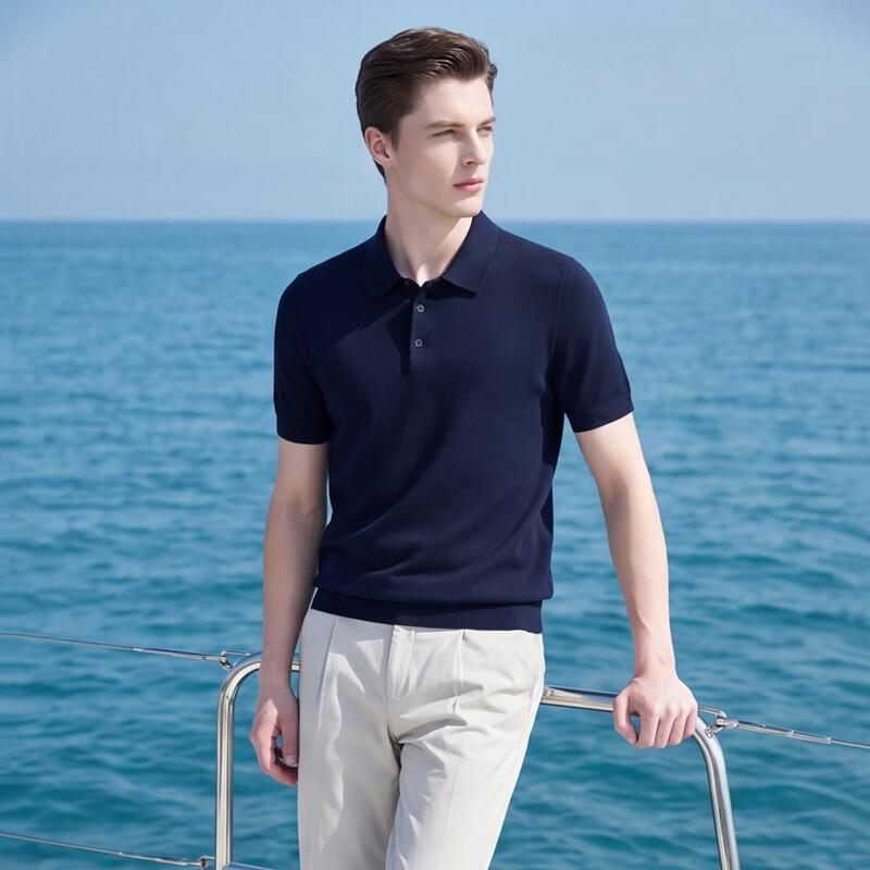 Men s Fine Knit Silk-Linen Blend Short Sleeve Polo Shirt 3XL