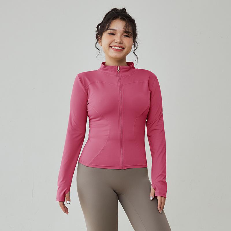 

Женская быстросохнущая приталенная куртка для йоги - с длинным рукавом, на молнии, летний стиль, топ для бега XXL