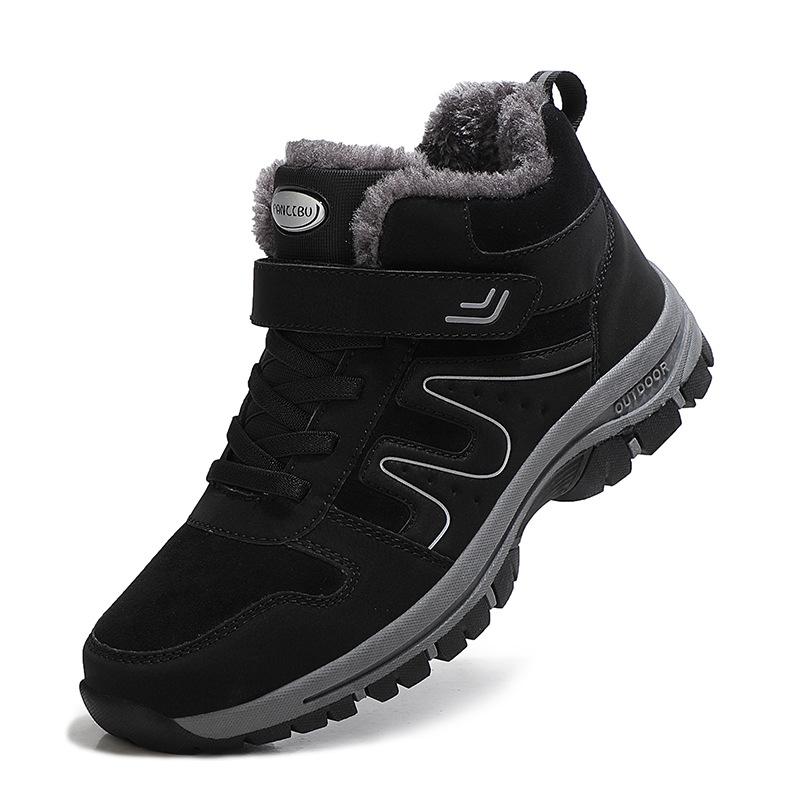 Autumn and Winter Elderly Shoes Women's Cotton Shoes High-top Velvet Warm Cotton Shoes Non-slip Middle-aged and Elderly Walking Mother Shoes Men's W