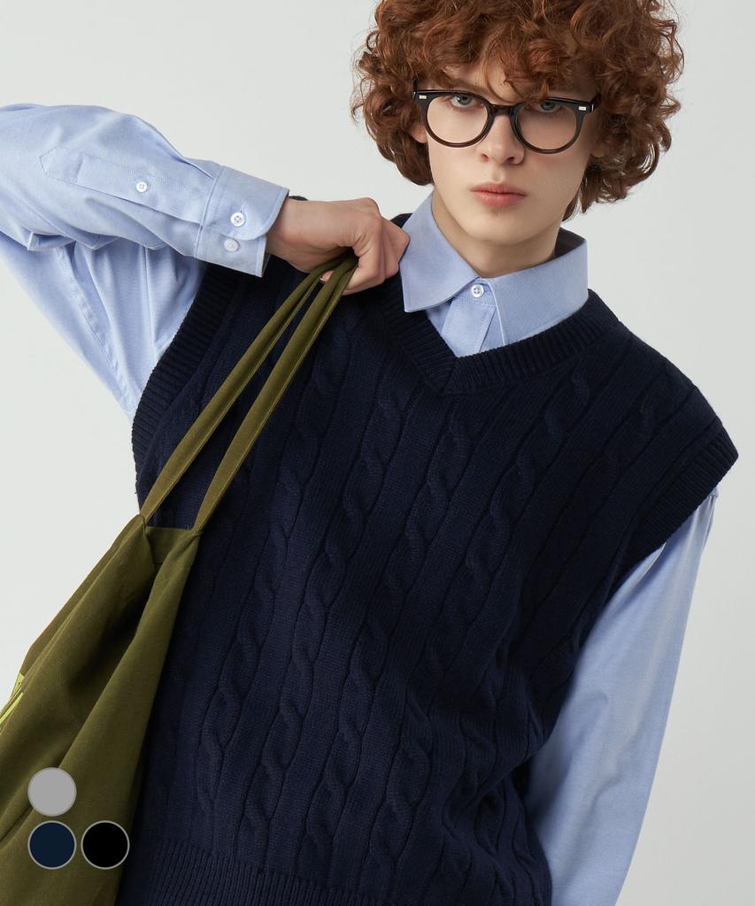 UNTAPPED STUDIO Oversized Cable Knit Vest 3 Colors
