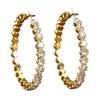 Yousheng 1 Pair C-shaped Earrings, Full Rhinestone C-Ring Design Stud Earrings, Bezel Setting Technology Hoop Earrings for Jewelry Gift