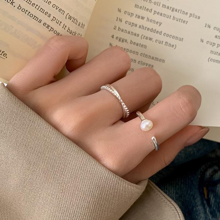 Sweet Pearl Women's Cross Open Line Ring: Stackable, Versatile, Fashionable, and Perfect for an Index Finger