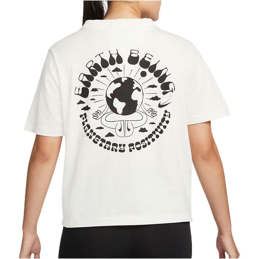 Nike Loose Fit Round Neck Short Sleeve T-Shirt With Back Letter Pattern Women Tops Sail-White DQ3308-133