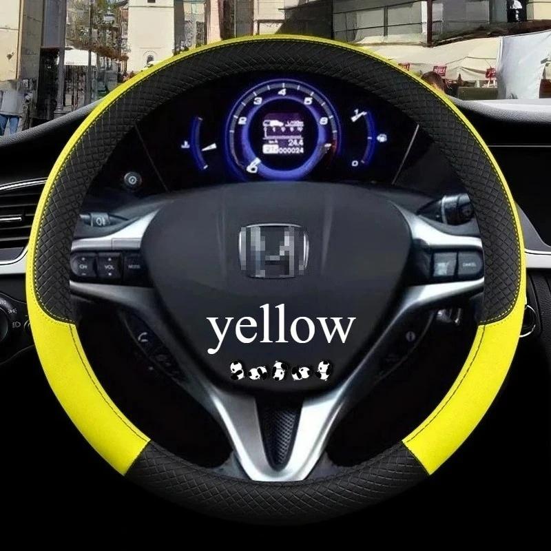 Car Steering Wheel Cover for Honda Civic 2004 2006 2007 2008 2009 2012 2013 2014 2015 PU Leather Non-slip AAccessories 38cm Size