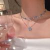 Summer Cool Wind Diamond Shell Butterfly Pendant Necklace Light Luxury Advanced Sense Sweet Clavicle Chain Design Sense Niche