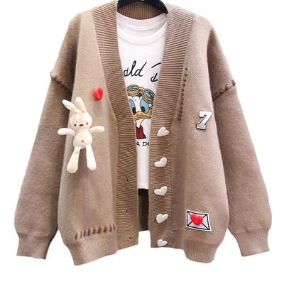 Cárdigan Ropa de mujer Estilo preppy Love Rabbit Sweet Pull Femme Casual Moda Tejido Suéter de gran tamaño Abrigos