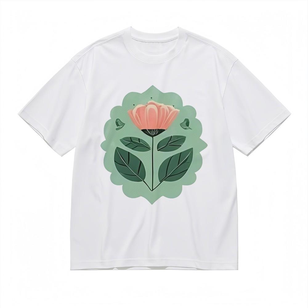 

Women s Soft Breathable All Season Classic T-Shirt Floral With Green Frame Tops S