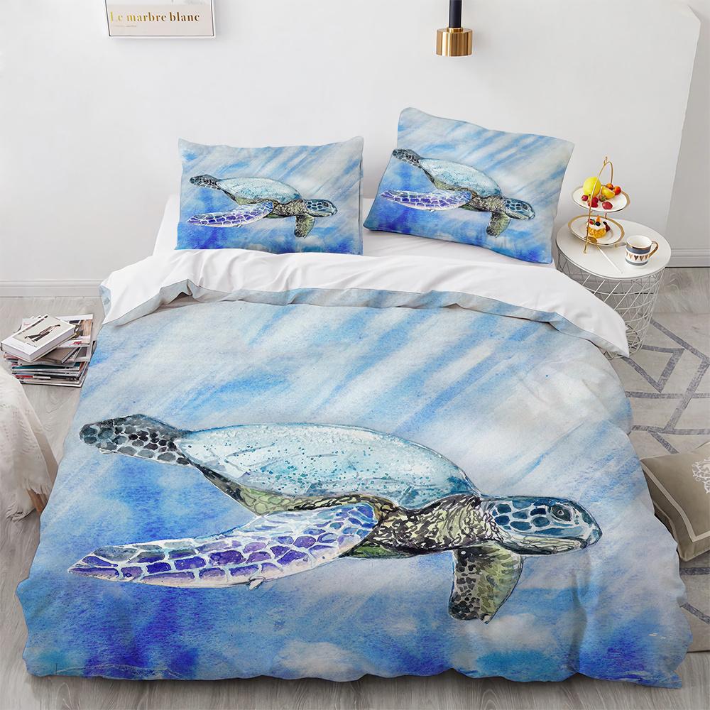3D Octopus Duvet Cover King Queen Size Cute Cartoon Ocean Animal Bedding Set For Kids Teens Sealife 2/3pcs Polyester Quilt Cover