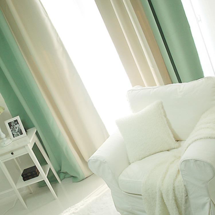 Green Khaki High-Precision Solid Color Splicing Blackout Cloth Curtain Customization