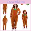 Xmas Party Hooded Jumpsuits For Kids Adult Gingerbread Man Cosplay Costume