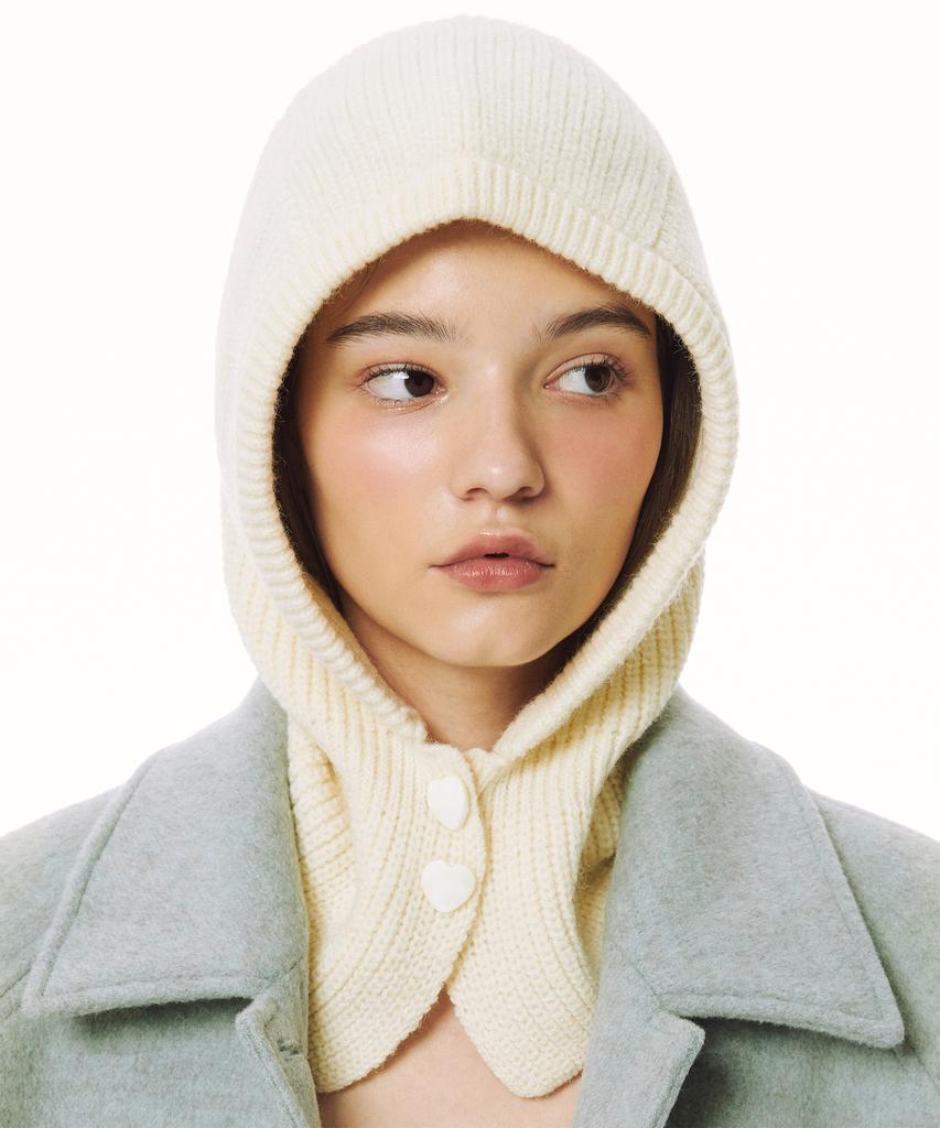 GOCORI Pearl Button Balaclava - Ivory Knit Balaclava