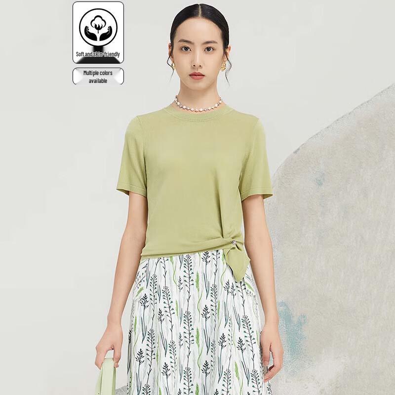 

JESSIE Women s Simple Round Neck Short Sleeve Knit Top S