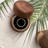 Wood Ring Box Wedding Proposal Engagement Round Wood Ring Box Jewelry Storage Box Portable Solid Wood Ring Box