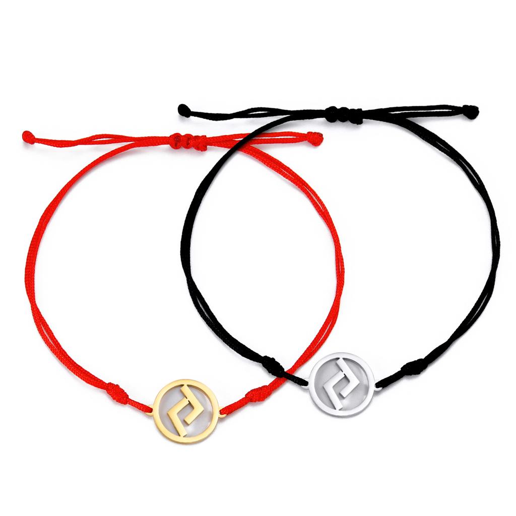 Dawapara Norse Runes Bracelet Elder Futhark Rune Charm Adjustable Rope Bracelet Stainless Steel Viking Jewelry