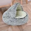 Yuvarlak Kapşonlu Kedi Yatağı Kış Tüylü Evcil Hayvan Yatağı Mağara Peluş Donut Sakinleştirici Kedi Yuvası Yatağı Kediler ve Köpekler için Rahat Evcil Hayvan Yuvası