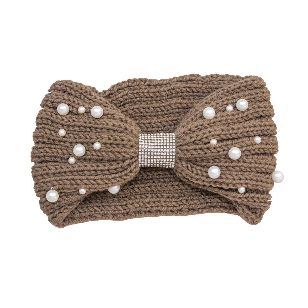 1PC Winter Pearl Headband for Women Wool Knitted Headbands New Cotton Headwear Elastic Hair Band Hair Accessories