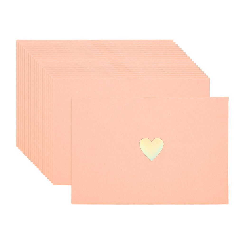 20Pcs/Set Mini Card Envelopes Pearlescent Paper Envelopes Business Greeting Cards Holder with Heart Pattern for Birthday Wedding