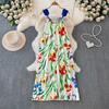 Summer Women Spaghetti Strap Print Chiffon Holiday Beach Sundresses