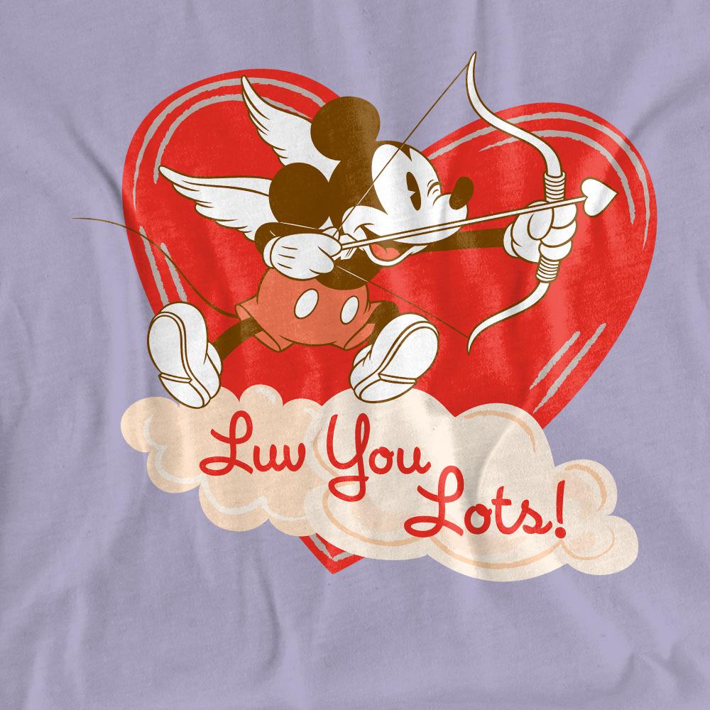 Disney Womens/Ladies Luv You Lots! Mickey Mouse Vintage Valentine`s Day T-Shirt