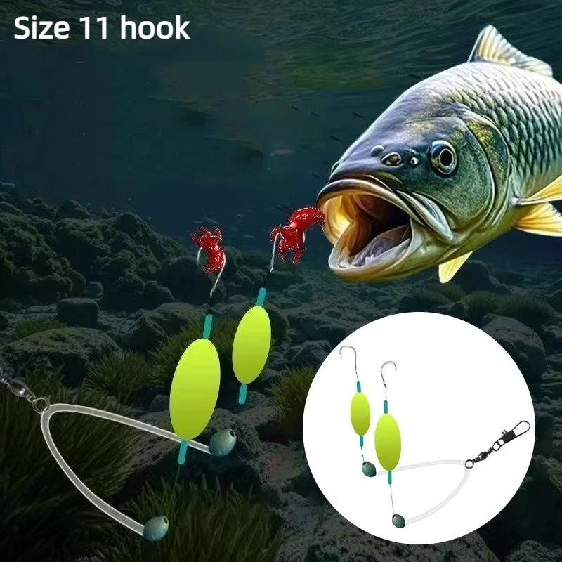 Anti Bottom Double Hook Fishing Rig Auto Reverse Design High Catch Rate Sharp Hook for Bass Carp Trout Fishing Targets