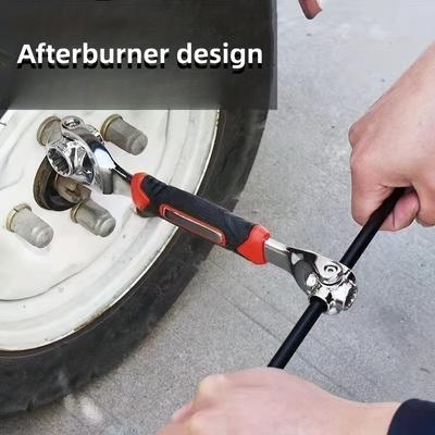 Outils de voiture 52-en-1 Jeu de clés à douille multifonctionnelles Métrique 8-19mm SAE 5/16"-3/4 Poignée antidérapante Tête pivotante à 360 degrés Universel