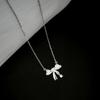 Love Bow Necklace Women'S Light Luxury Sweet Wind Heart-Shaped Zircon Pendant Collarbone Chain