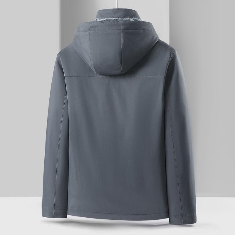 Vinter för män utomhus Vindtät vattentät Cargojacka med huva Varm jacka med flera fickor Avtagbar keps Vadderad jacka