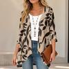Women's Vintage Floral Print Three-Quarter Sleeve Lightweight Cardigan for Casual Daily Wear