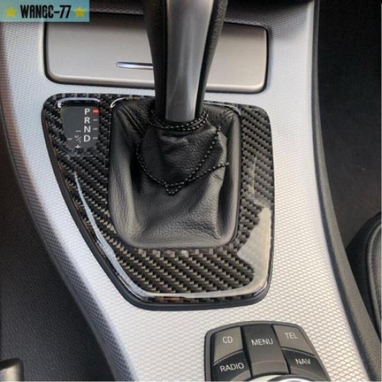 For BMW 3 Series E90 E92 2005-2012 Carbon Fiber Interior Gear Shift Cover Trim