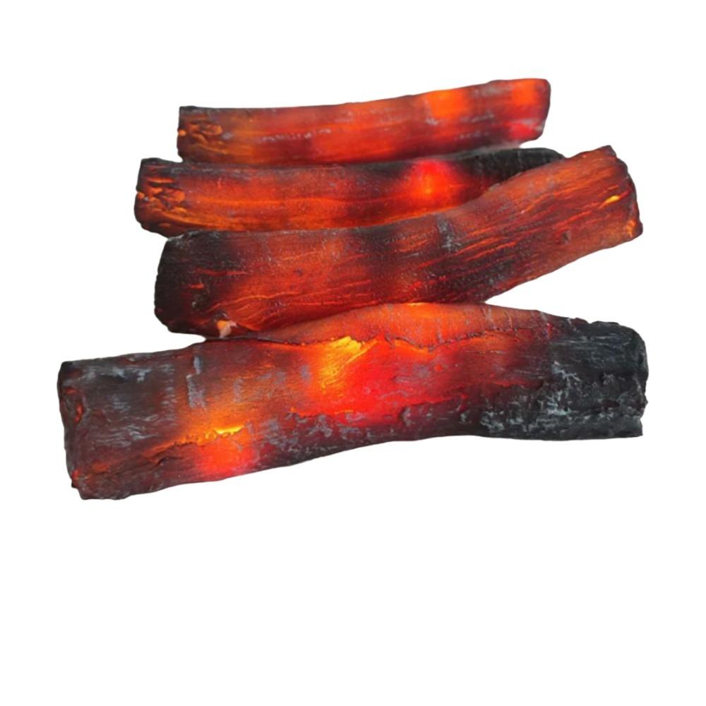 Transparent Resin Transparent Resin Simulation Charcoal Strip LED Lights 4pcs/set place Decoration Accessories Simulation Design 18cm