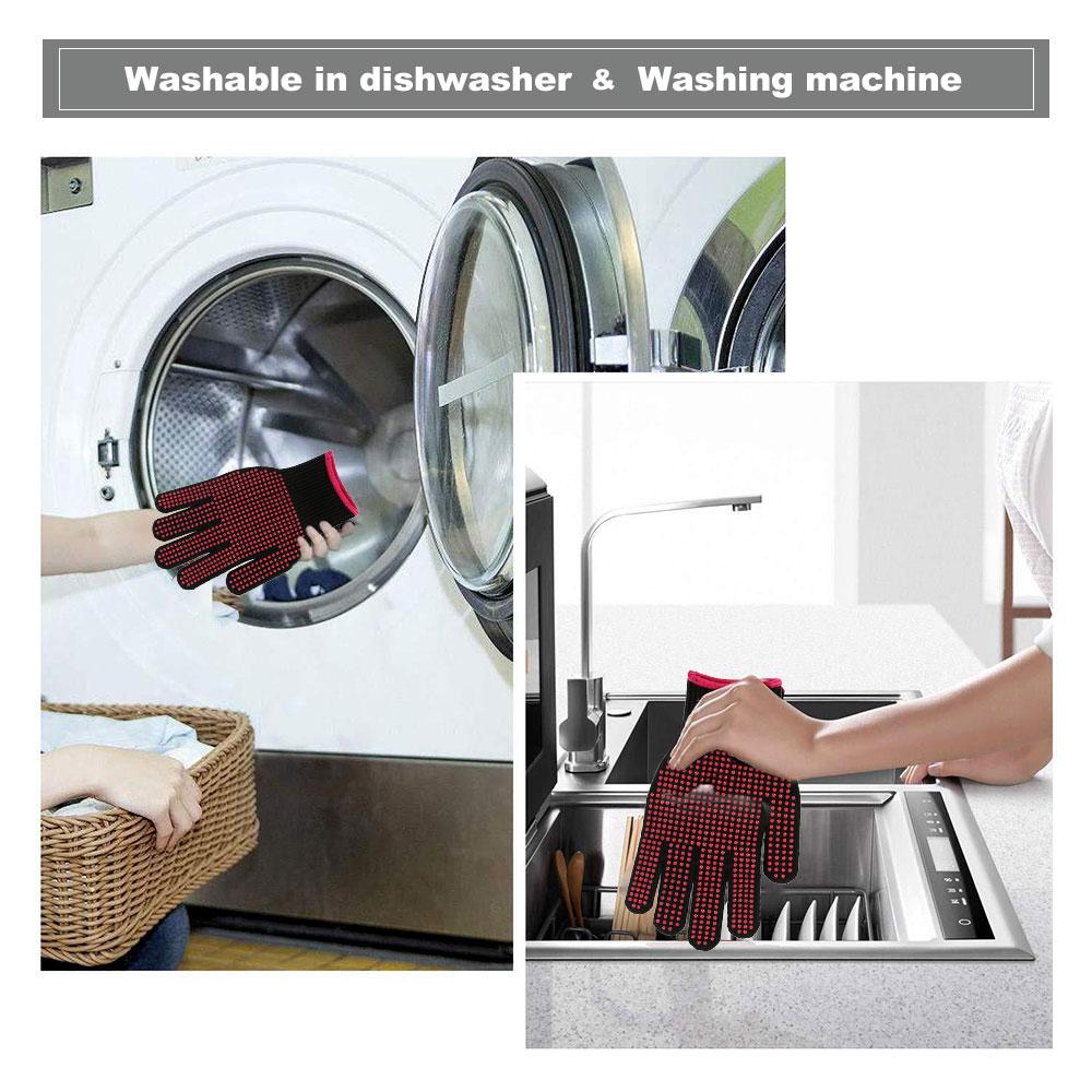 BBQ Gloves Silicone Heat-Resistant Glove Kitchen Microwave Oven Mitts Degree Fireproof And Non-Slip Barbecue Baking Gloves