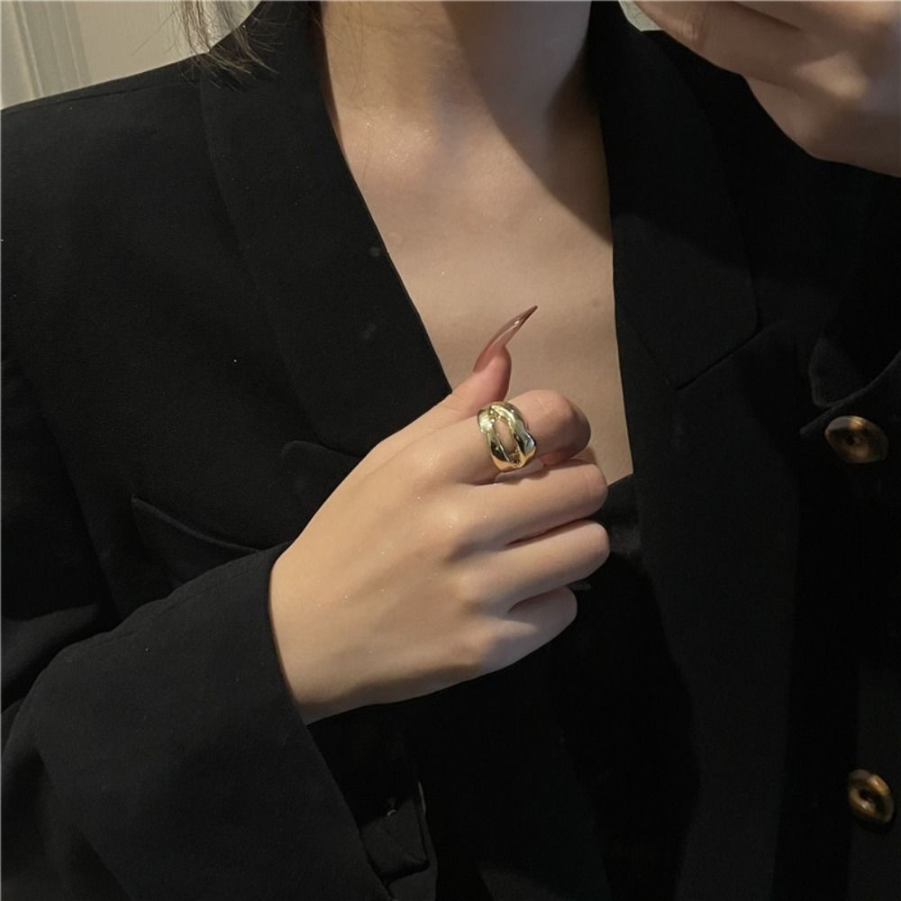 Multicolor Geometric Lips Ring Drip Glazed Finger Buckle Retro Women Jewelry Women