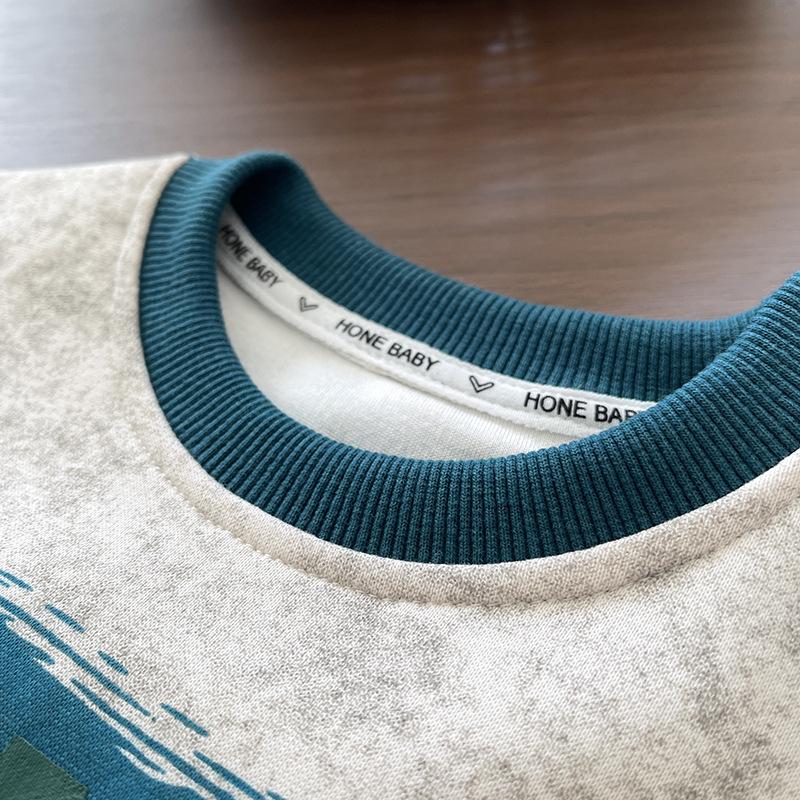 Boys Striped Crewneck Sweatshirt Thin Loose Fit Trendy Top for Spring and Autumn
