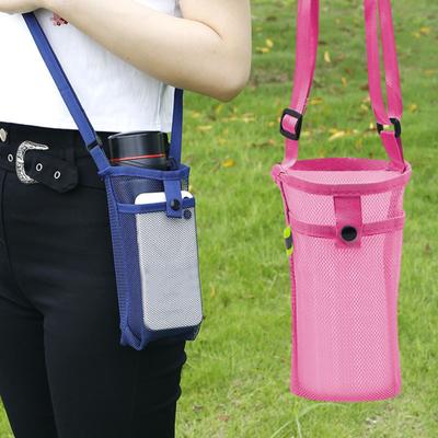 Water Bottle Bag with Strap Mesh Water Bottle Holder Crossbody Sling Bag Adjustable Water Bottle Carrier for Walking Sports Hiking Camping