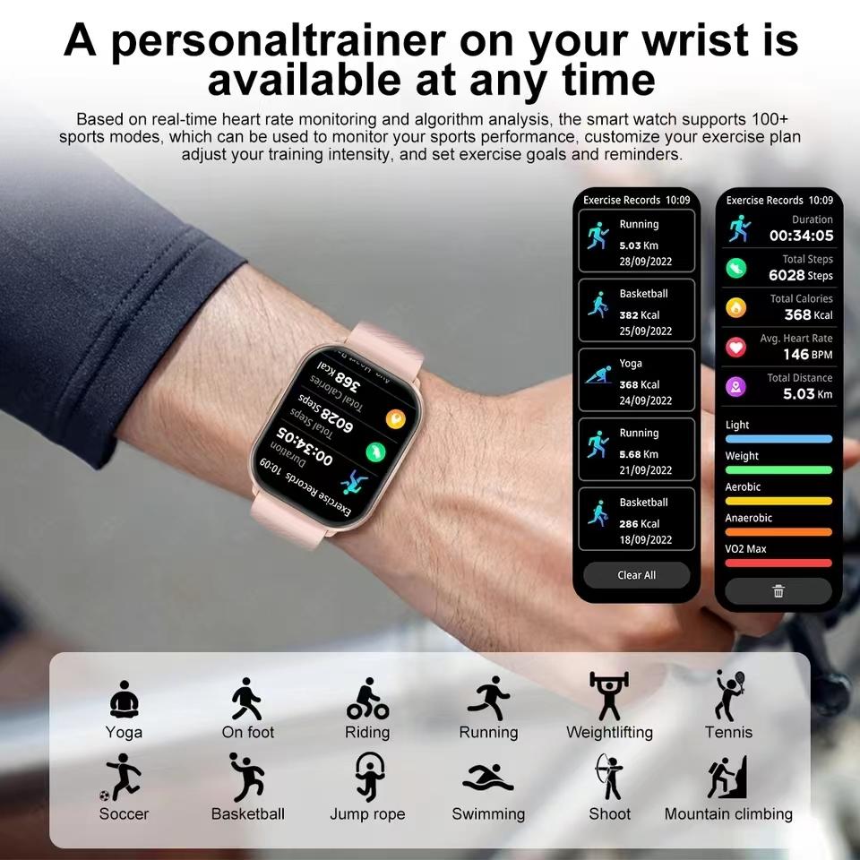 Smartwatches Mode Bluetooth 5.2 Anruf Smart Watch 2,01 Zoll Frauen Blutdruck Sport Fitness Armband IP68 Wasserdichte Uhren Männer Smartwatch Dame