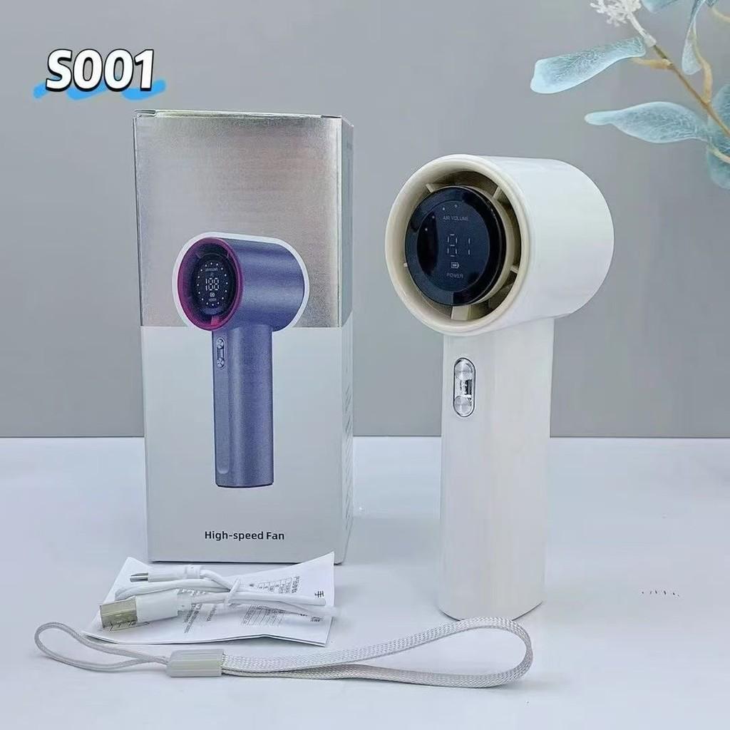 Handheld Mini Turbine Fan With Usb Rechargeable Led Display For Travel And Office Use