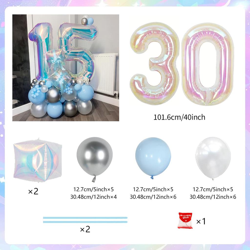 Colorful Rainbow Balloon Set Digital Transparent Colorful Aluminum Film Balloon Commemorative Day Birthday Party Decoration