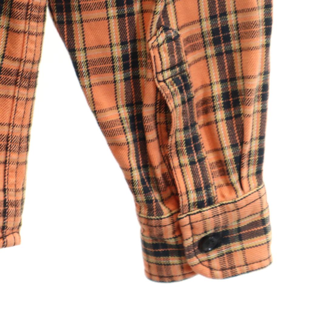 Pherrow's Check Pattern Long sleeve Cotton shirt M Orange Men's Used