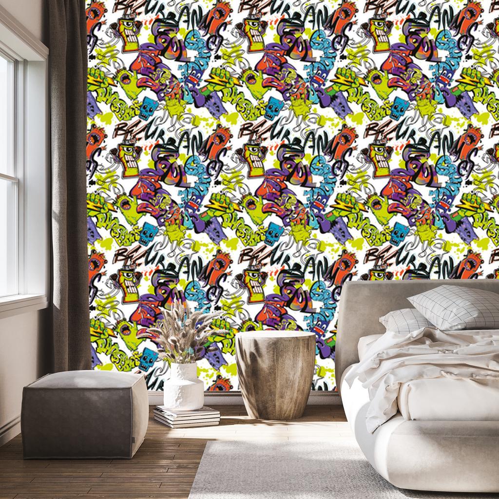 Graffiti wallpaper with colorful for living room and bedroom 50x1000