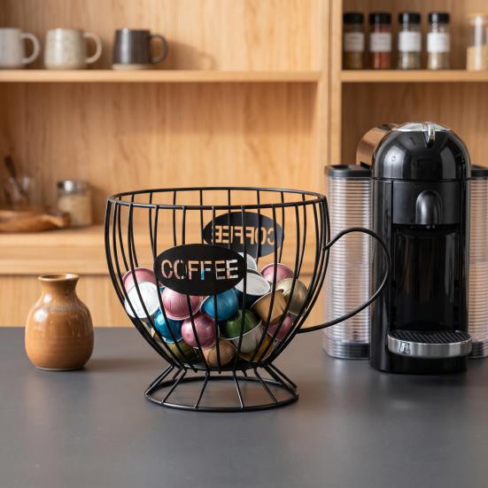 Storage Rack Durable Iron Coffee Capsule Storage Rack Hollow Design Space-Saving Strong Capacity Organizer for Home Kitchen