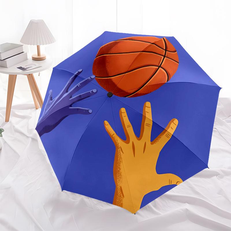1 Stück Basketball Hs Ein Regenschirm mit Kunststoffgriff, Kompakt und Stilvoll, mit einem Lebendigen Cartoon-Muster, Perfekt für Zuhause, Reisen