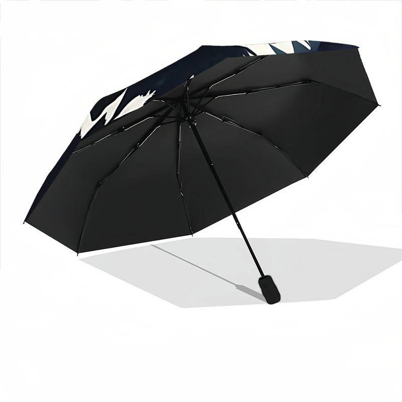 1pc Wolf, Night Automatic Open/Close Umbrella with One-Touch Button, Compact Folding Canopy, Sturdy 8-Rib Windproof Design S15