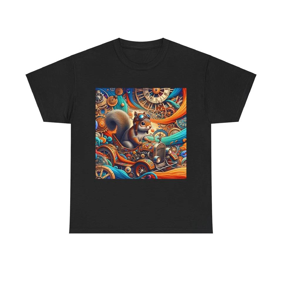 Unisex Adult T Shirt Whimsical Squirrel Time Travel Art 3XL